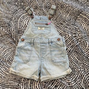 OshKosh B'Gosh size 3T 90s Vestback Pink Zipper Spring Short Overalls Shortalls